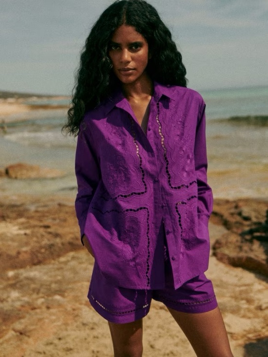 Sezane Tops - Sezane Maxy Shirt in Purple